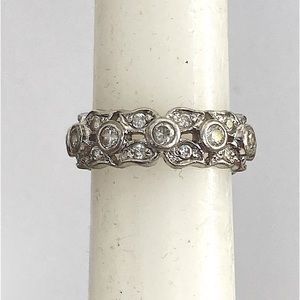 Sterling Floral Pattern CZ Eternity Band size 6